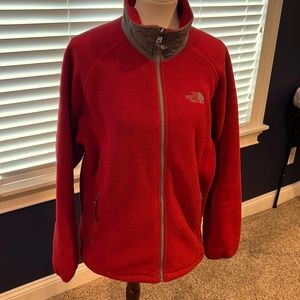 Mens NorthFace Deep Red Full Zip Fleece Size Large.